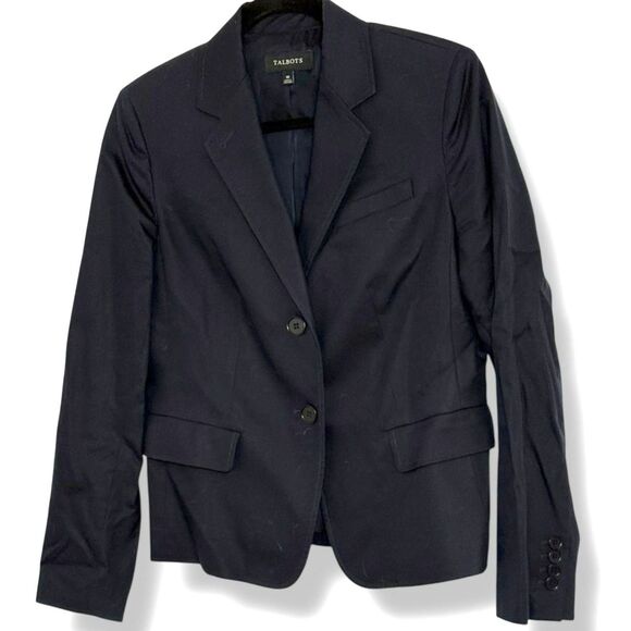 Talbots Classic Navy Blue Blazer Women’s Size 10 Classic Two-Button Jacket - Picture 1 of 4